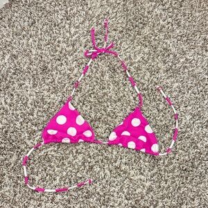 Pink Polka Dot Micro Bikini Top
